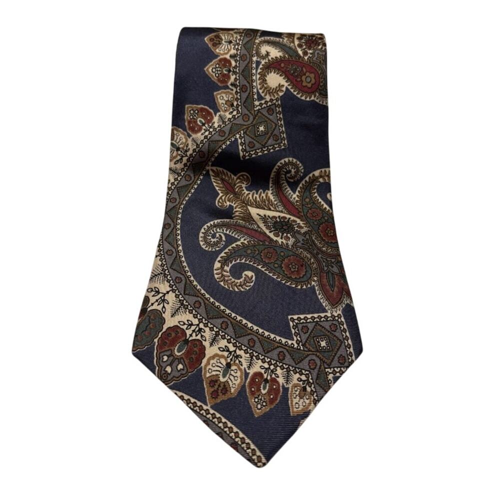 Vintage Hardy Amies London 100% Silk Paisley Print Tie‎